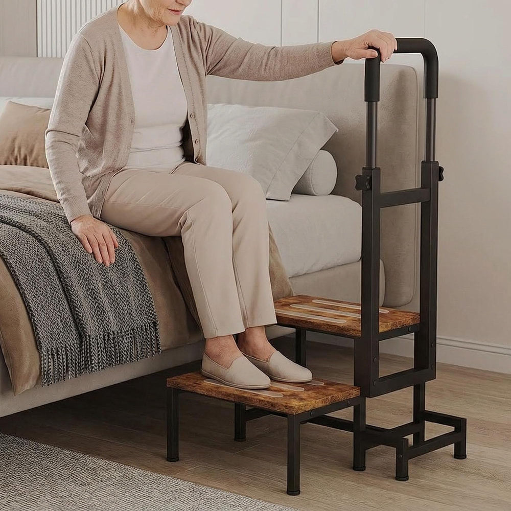 VonDream step stool during stability test showing sturdy construction and weight support