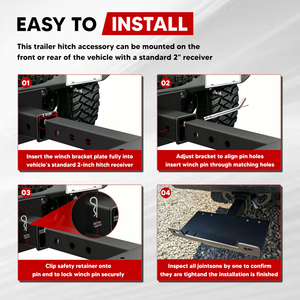 VONLX winch plate installed on truck demonstrating secure winch placement