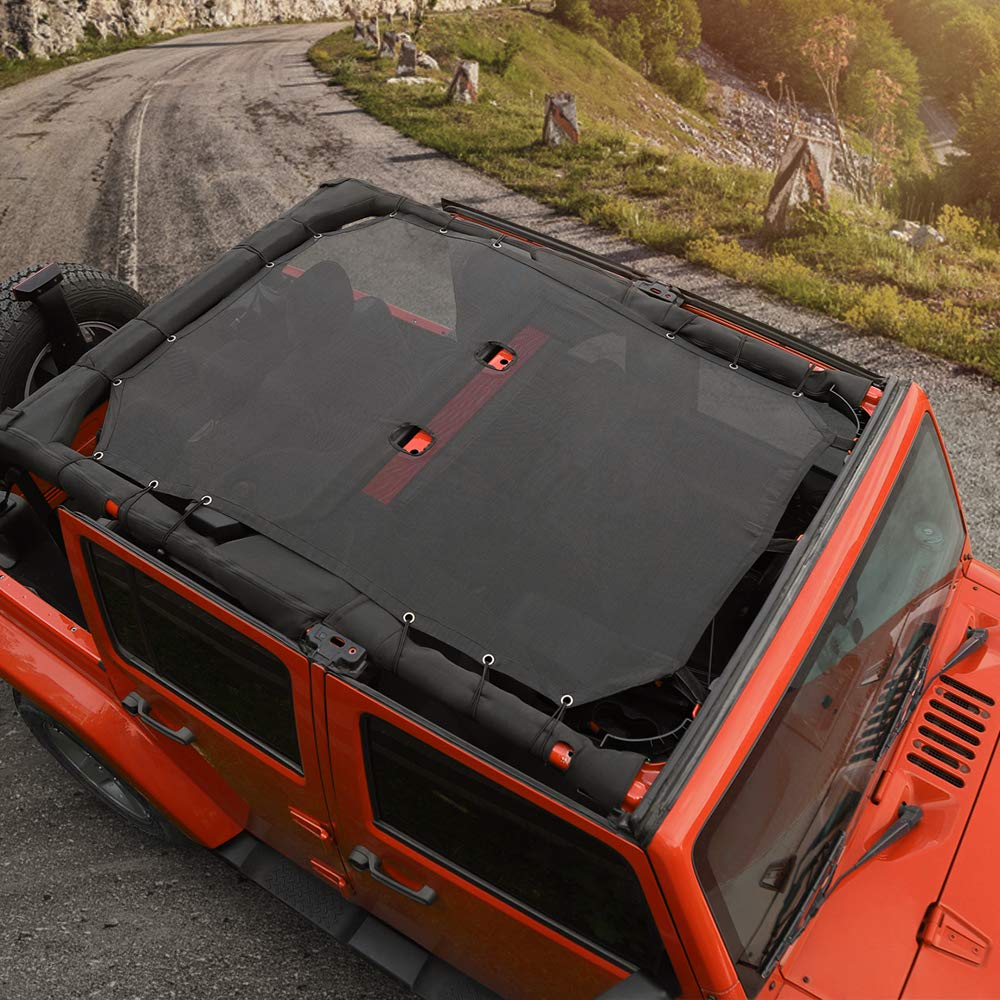 Voodonala front view on Jeep JK showing shade reducing glare