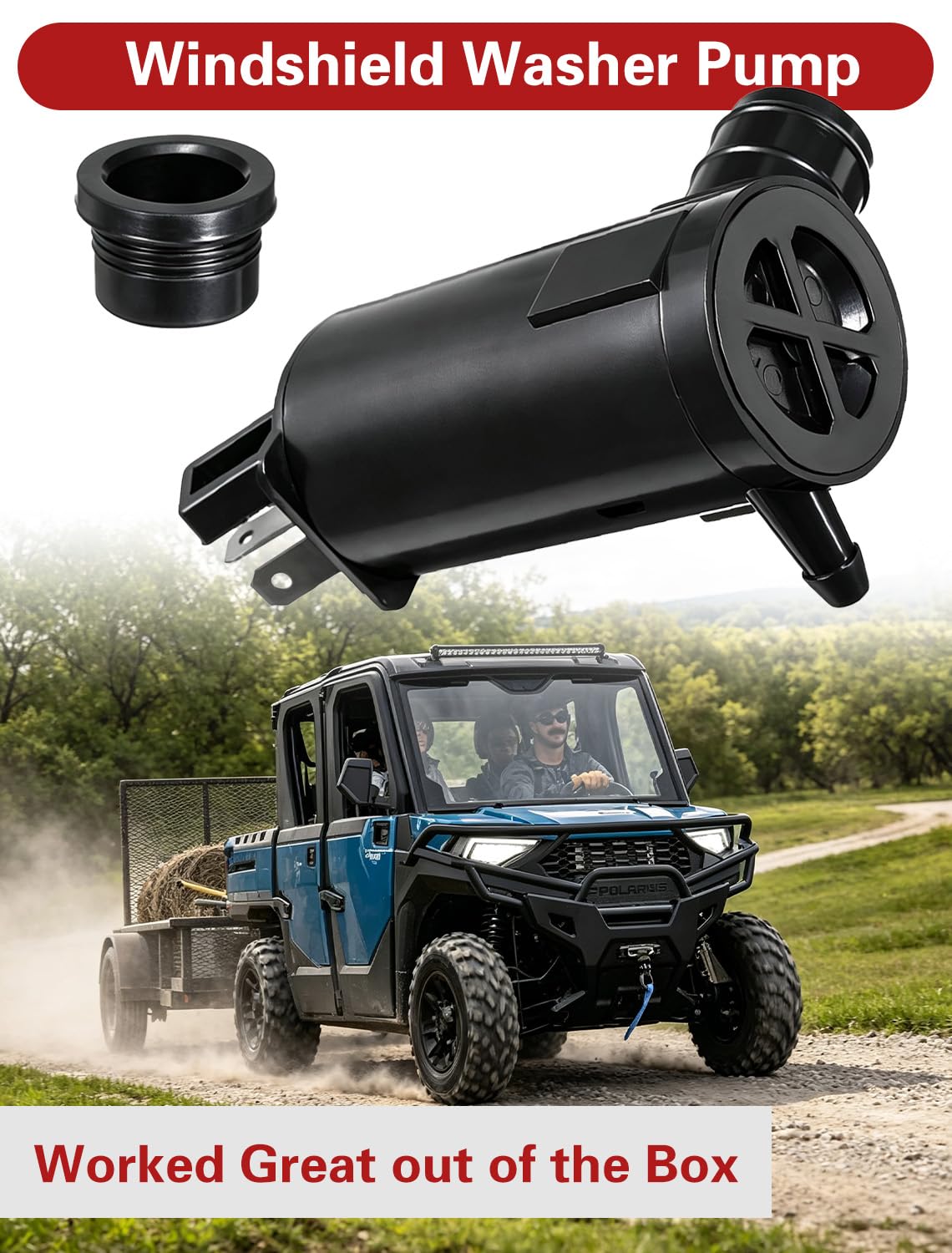 VORIPO installed on Polaris Ranger demonstrating clear windshield spray restoration