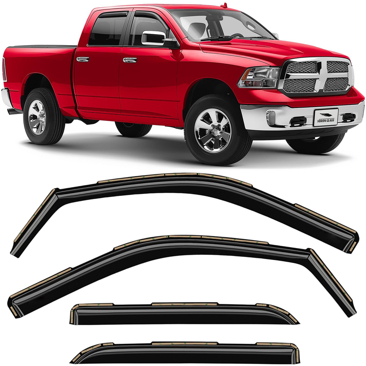 Voron Glass front passenger side installed on Ram showing sleek protection
