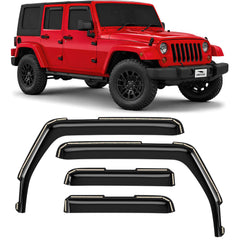 Voron Glass front side view on Jeep Wrangler JK showing sleek fit and weather protection