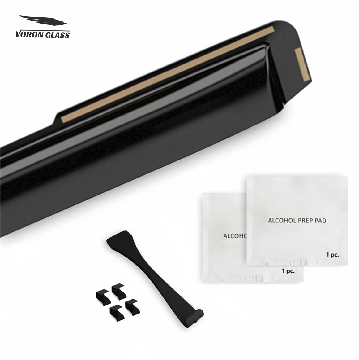 Voron Glass size comparison next to ruler showing full-length window coverage