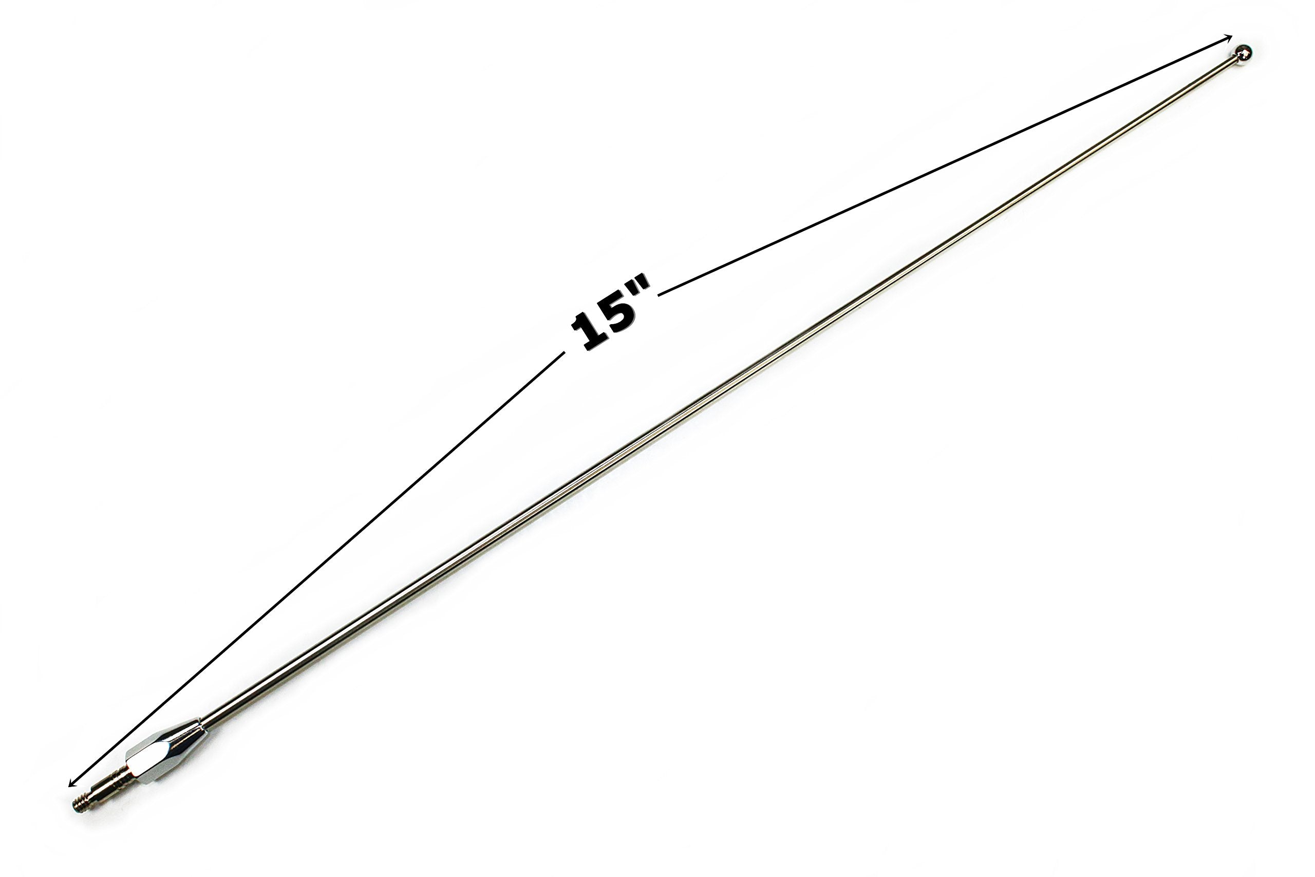 Votex tapered antenna close-up showing spring stainless texture for bend resilience