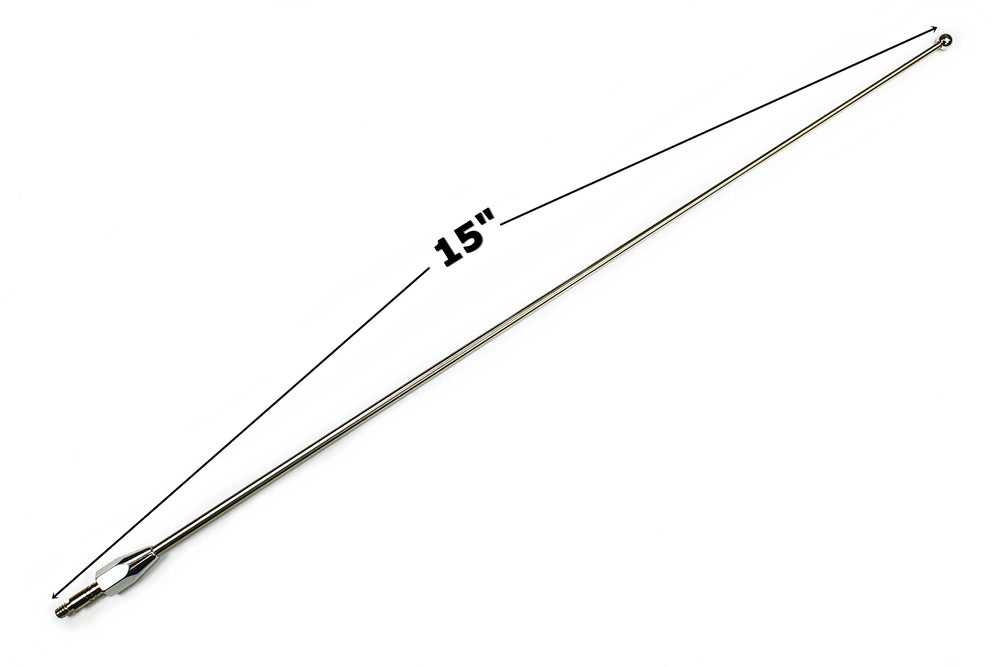Votex tapered antenna close-up showing spring stainless texture for bend resilience
