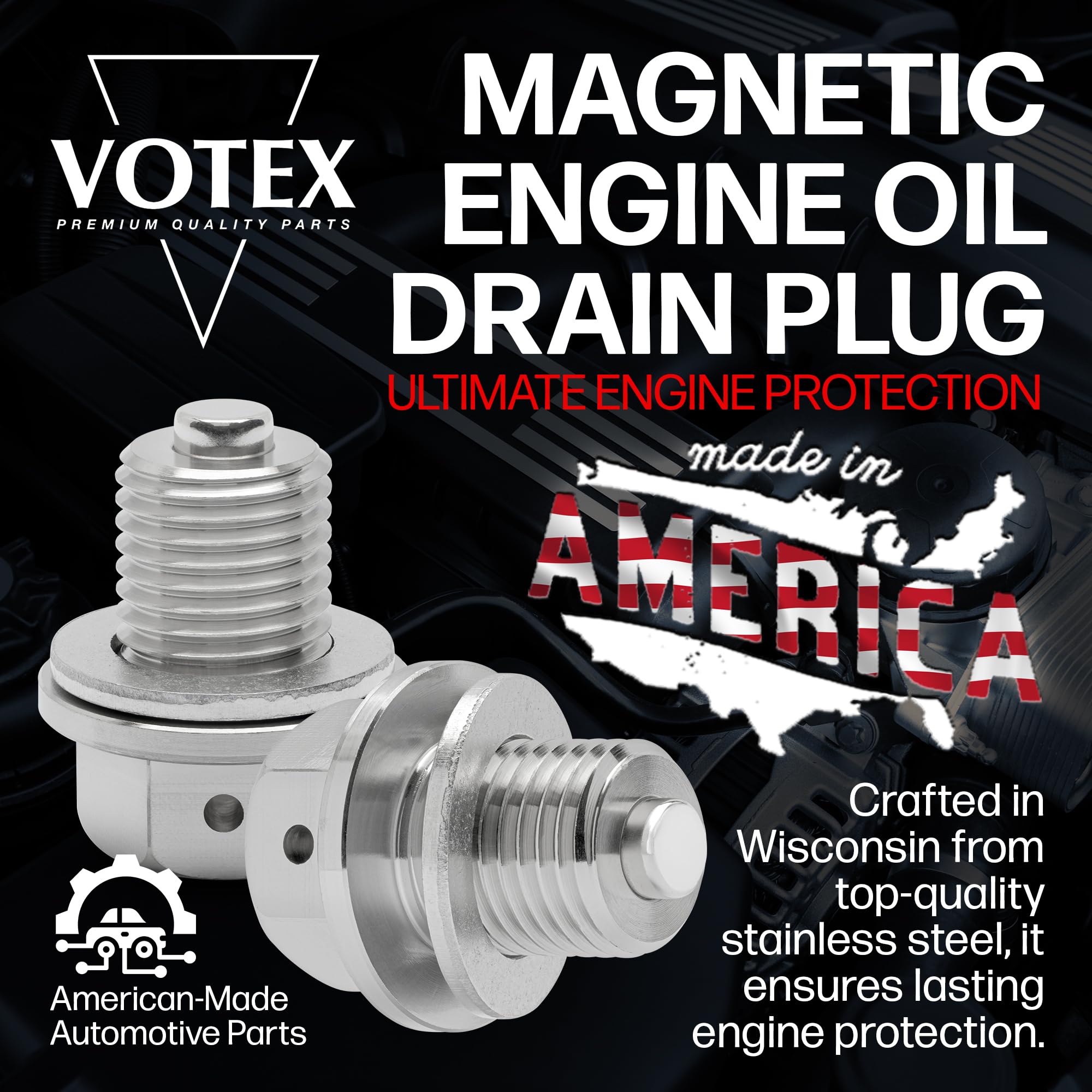 Votex close-up of neodymium magnet face capturing metal particles for cleaner oil