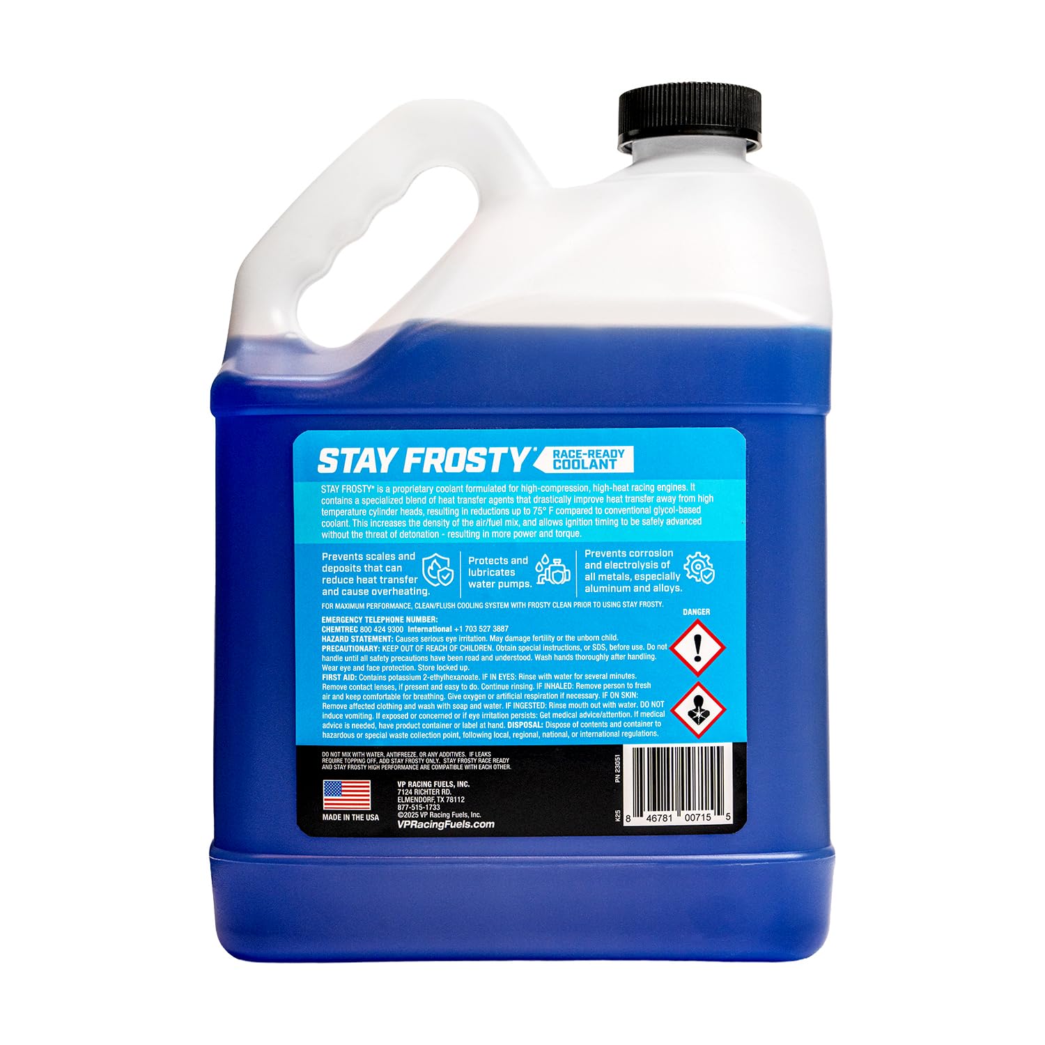 VP Racing closeup of label detailing race-ready formula and ready-to-use benefit