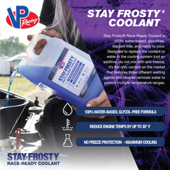VP Racing pouring coolant into radiator for fast track prep