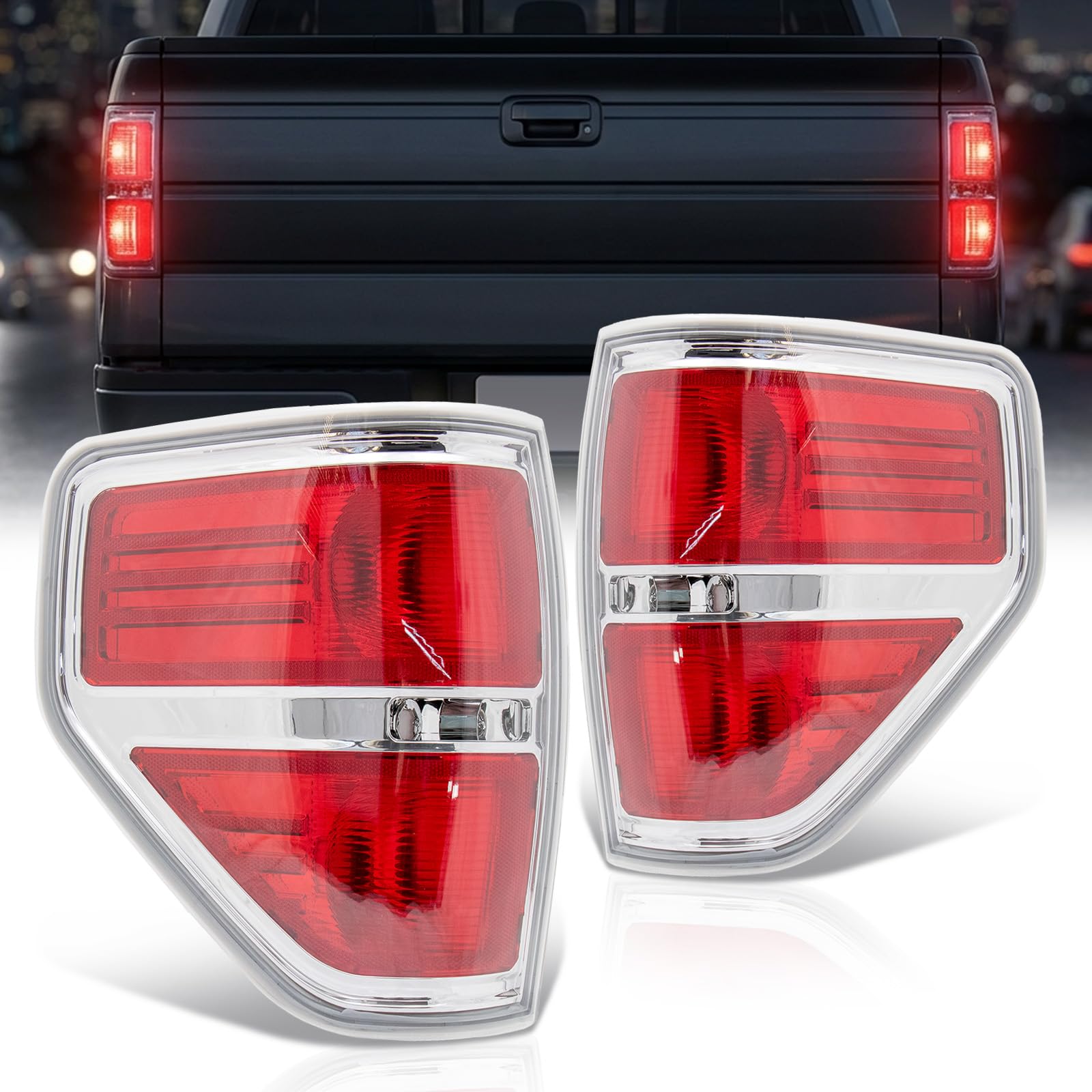 VPIMOZO front view of clear lens tail light shows clean styling and improved visibility