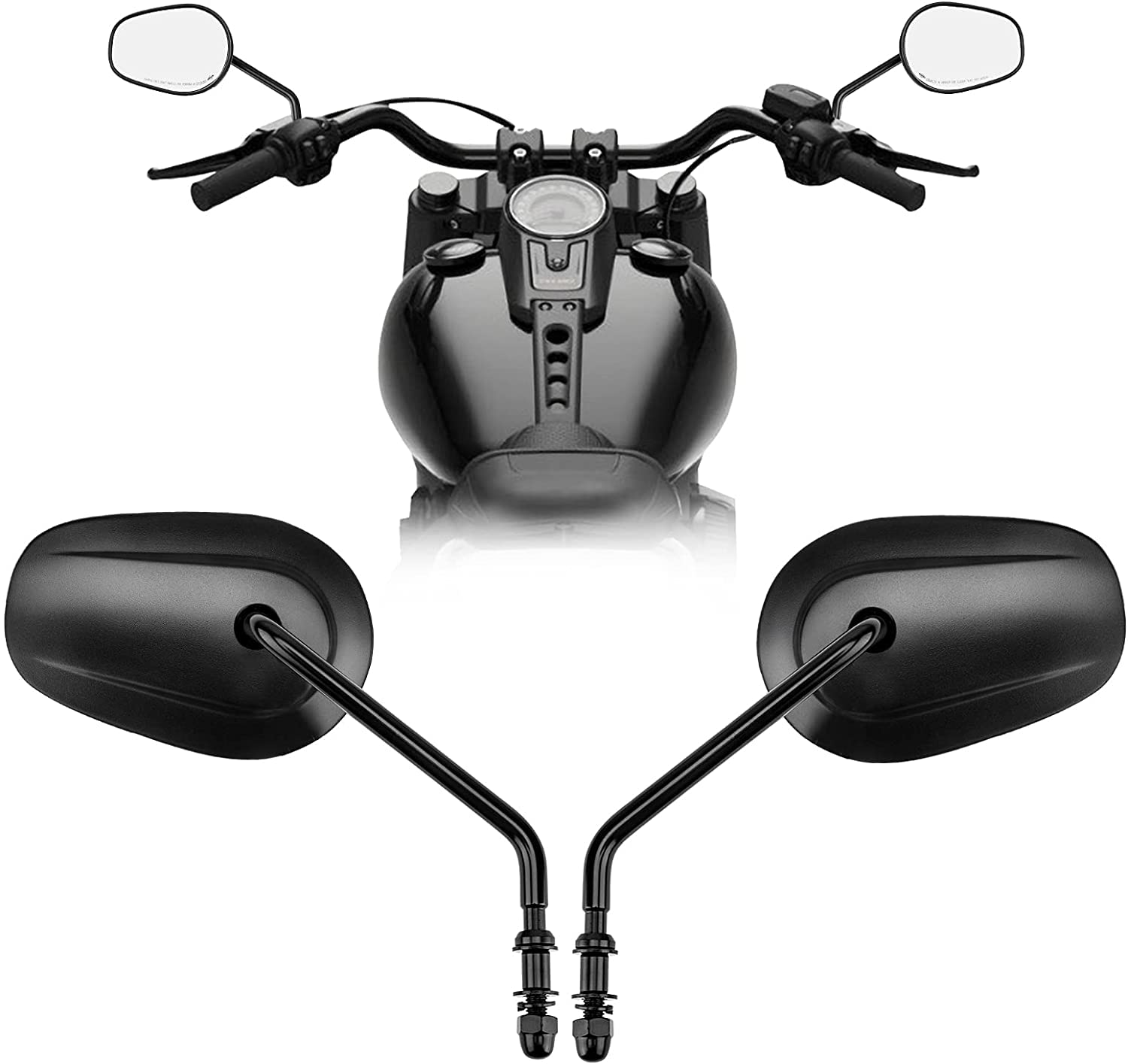 VPZMT front view of teardrop mirror showing clear reflection and sleek finish