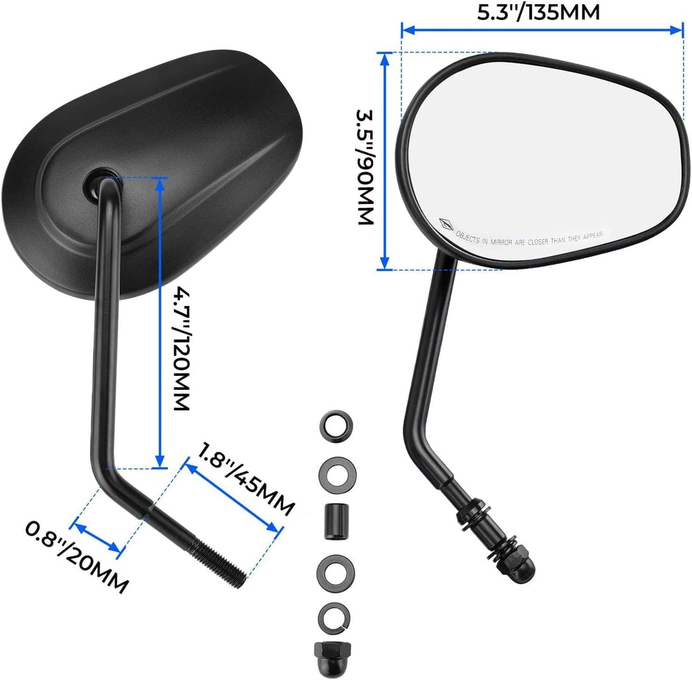 VPZMT mirror installed on Harley handlebar demonstrating quick mount benefit