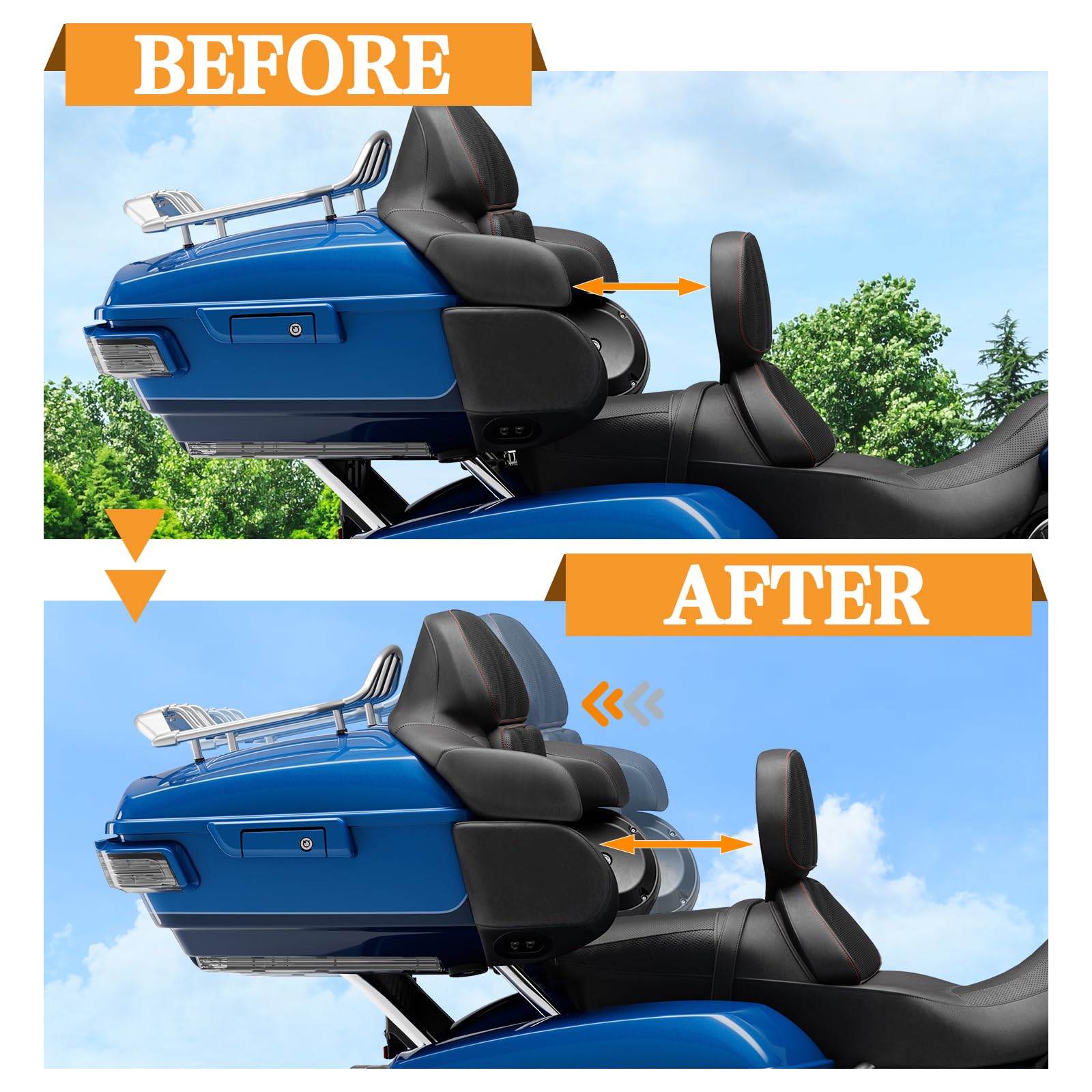 VPZMT trike-mounted lifestyle shot showing secure fit and improved cargo space