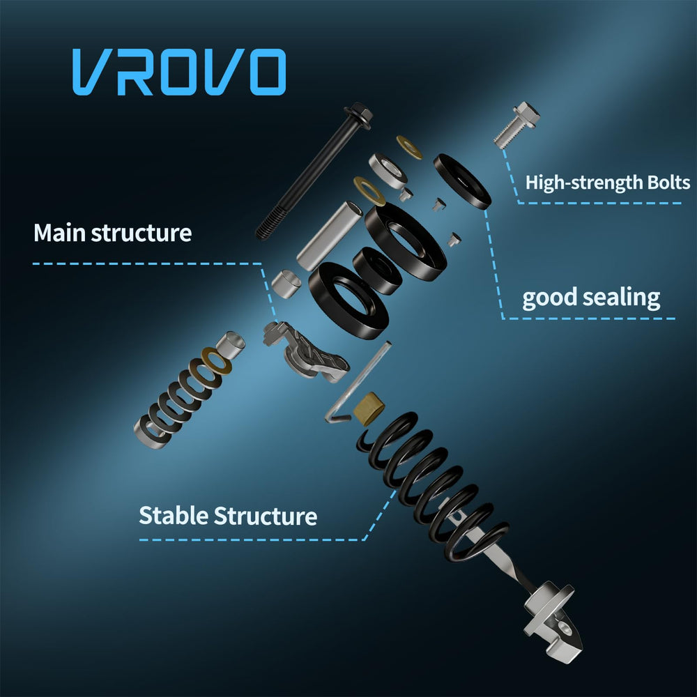 VROVO side profile of assembly highlighting durable arm construction and finish