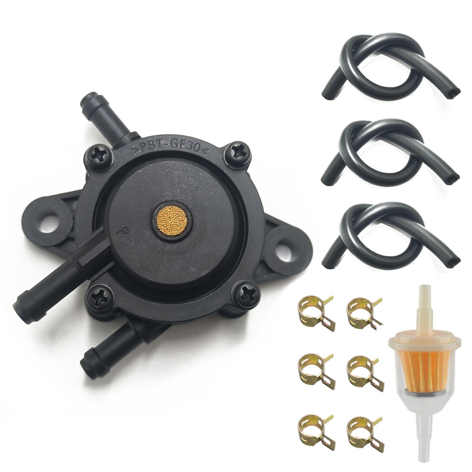 VRWEARE front view of fuel pump assembly showing mounting flanges and inlet benefit reliable fit