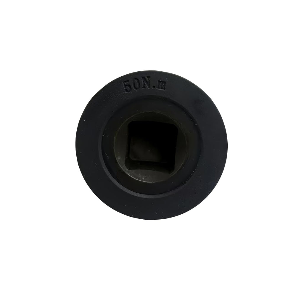 Vrytos drain plug beside socket wrench showing correct scale for fast service
