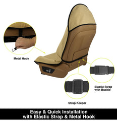 VSHIELD installed covering seat with armrest and airbag compatibility benefit