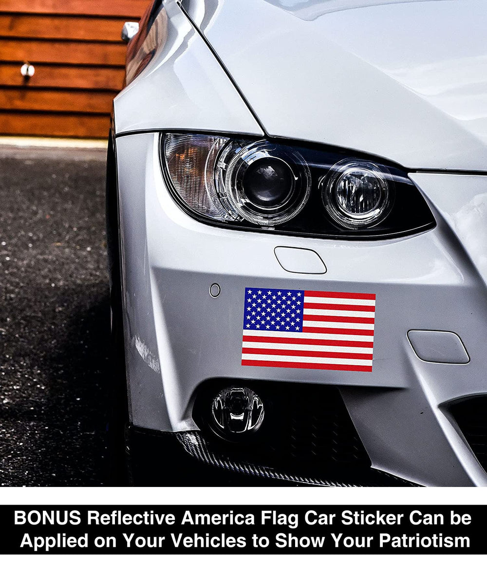 VSHIELD reflective flag sticker on vehicle showing added safety and style