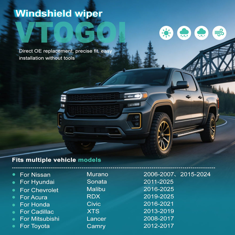 VTOGOI close-up of natural rubber wiping edge, smooth streak-free visibility benefit