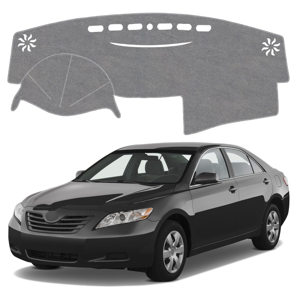 VTVWNM front view of grey dash cover showing precise Camry fit and neat finish
