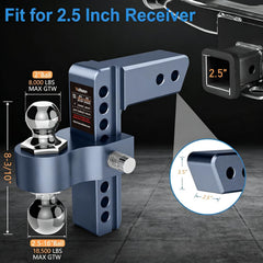 vullteeon dual ball closeup highlighting 2 inch and 2-5/16 inch chrome balls for different trailers