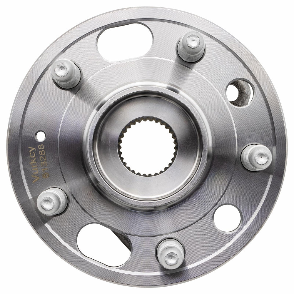 Vurkcy hub installed in vehicle front wheel area demonstrating direct-fit replacement