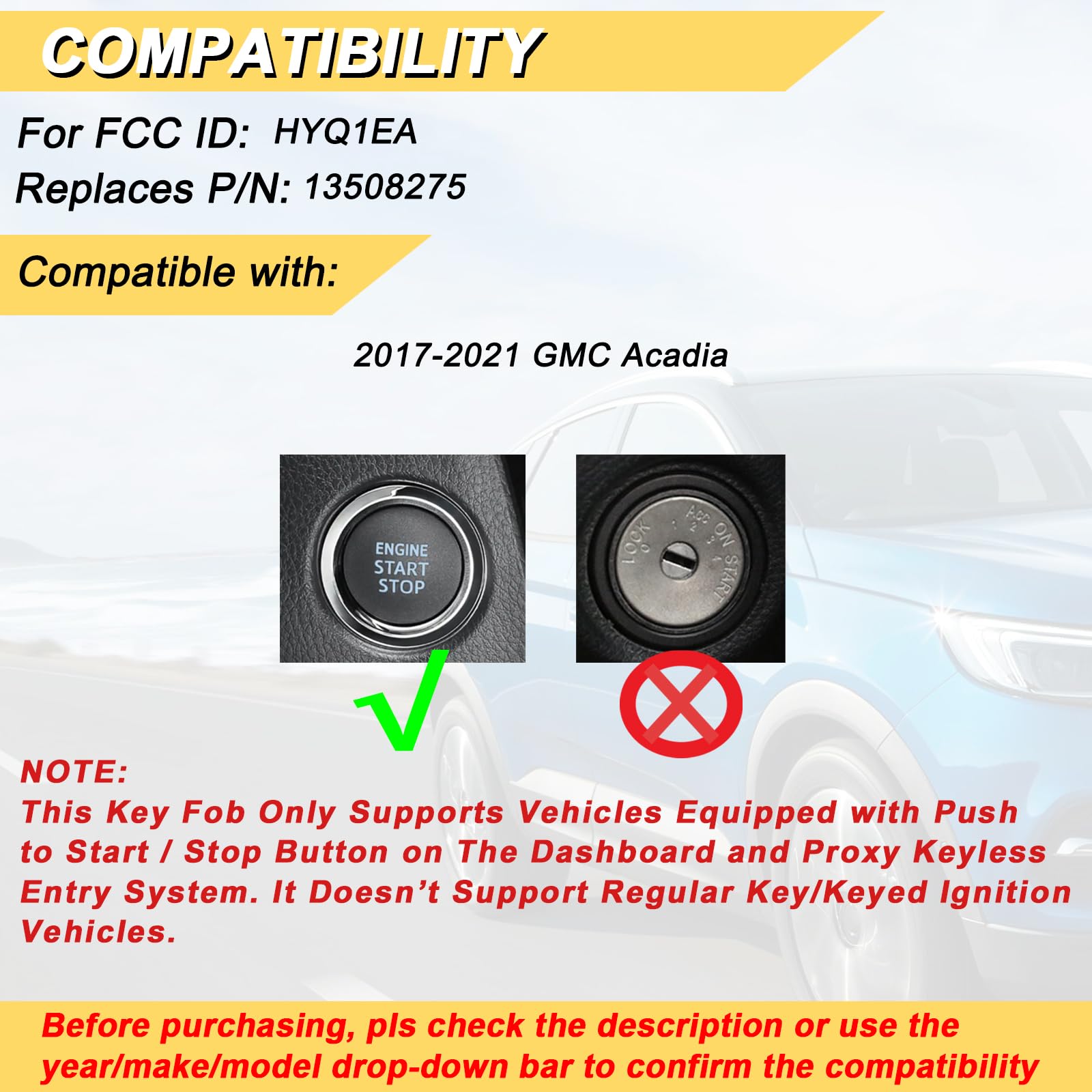 Vurkcy back of fob displaying FCC ID and part numbers for easy verification benefit