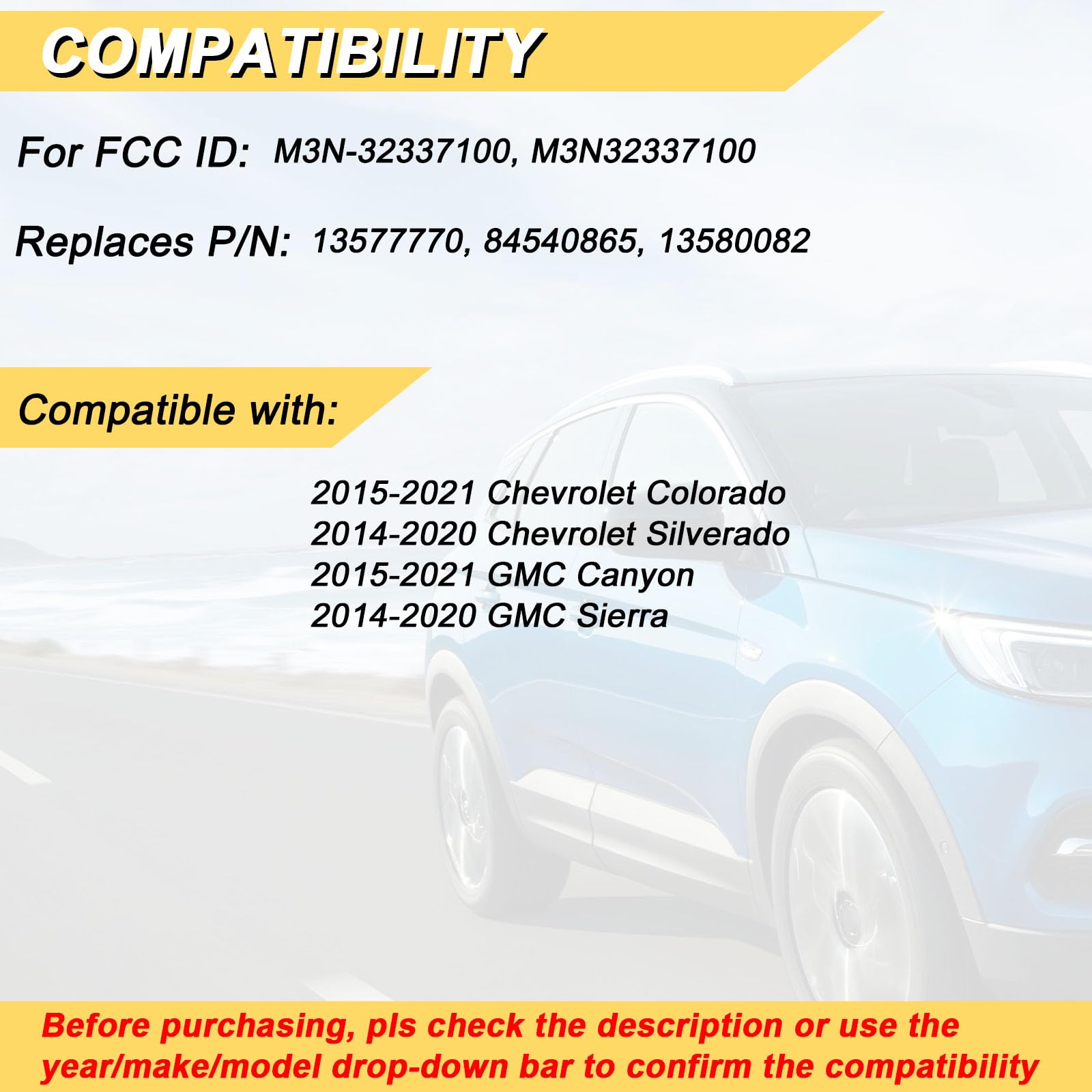 Vurkcy rear label of key fob showing FCC ID and frequency for verification