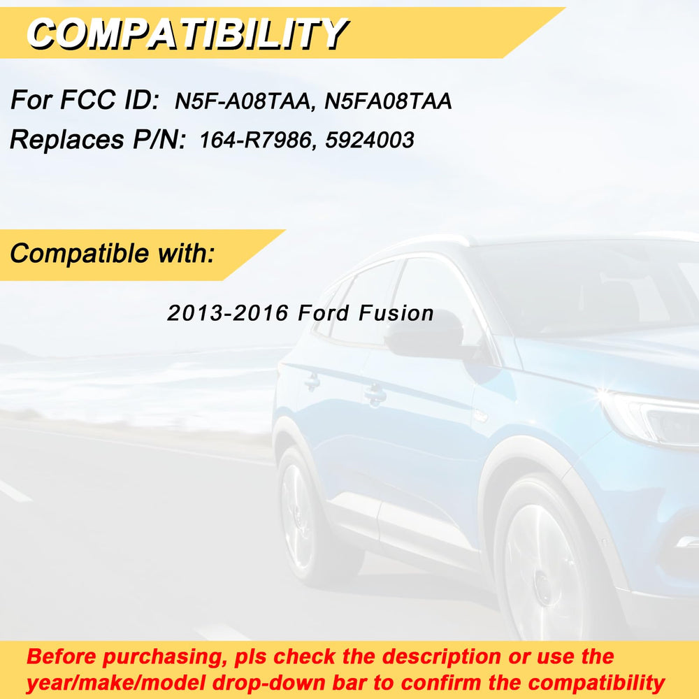 Vurkcy rear label of fob showing FCC ID and compatibility benefit