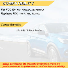 Vurkcy rear label of fob showing FCC ID and compatibility benefit