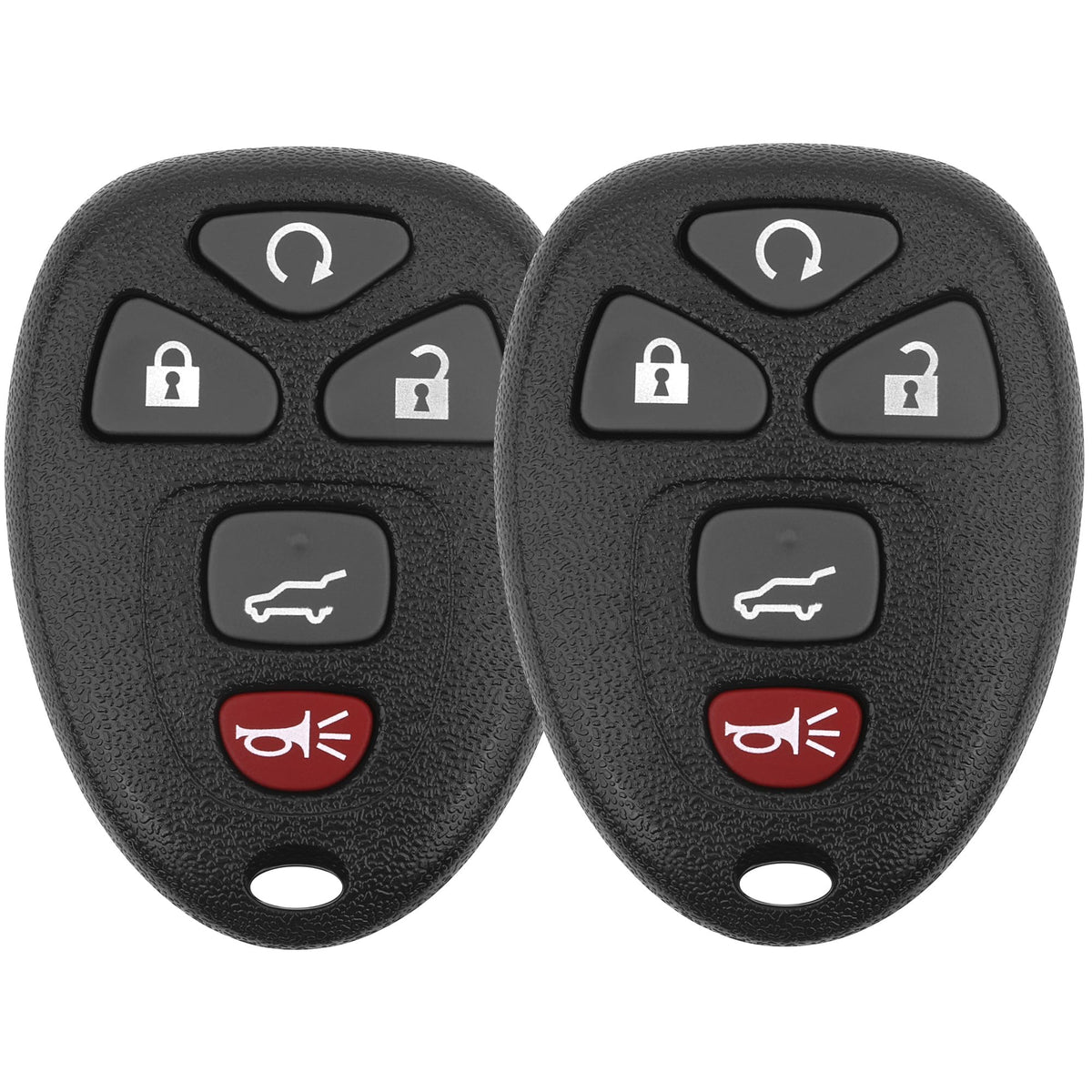 Vurkcy front view of two key fobs showing buttons and fit benefit