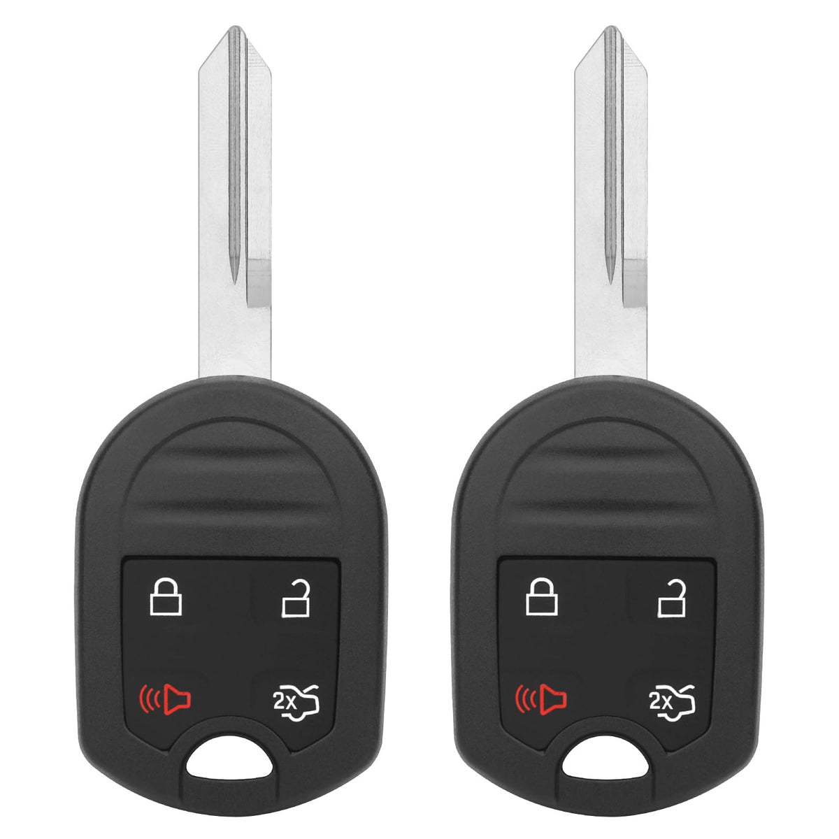Vurkcy front view of two key fobs showing button layout and easy replacement benefit
