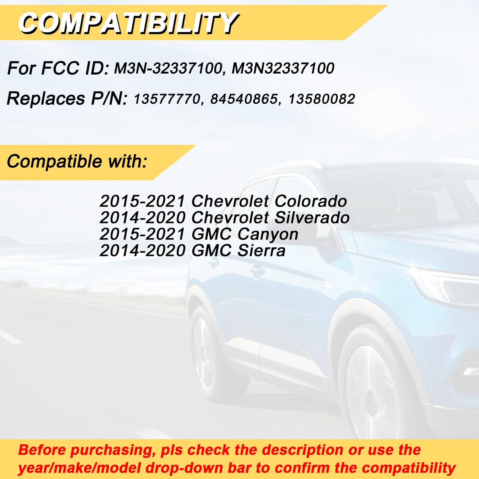 vurkcy back label showing FCC ID and part numbers for easy compatibility check