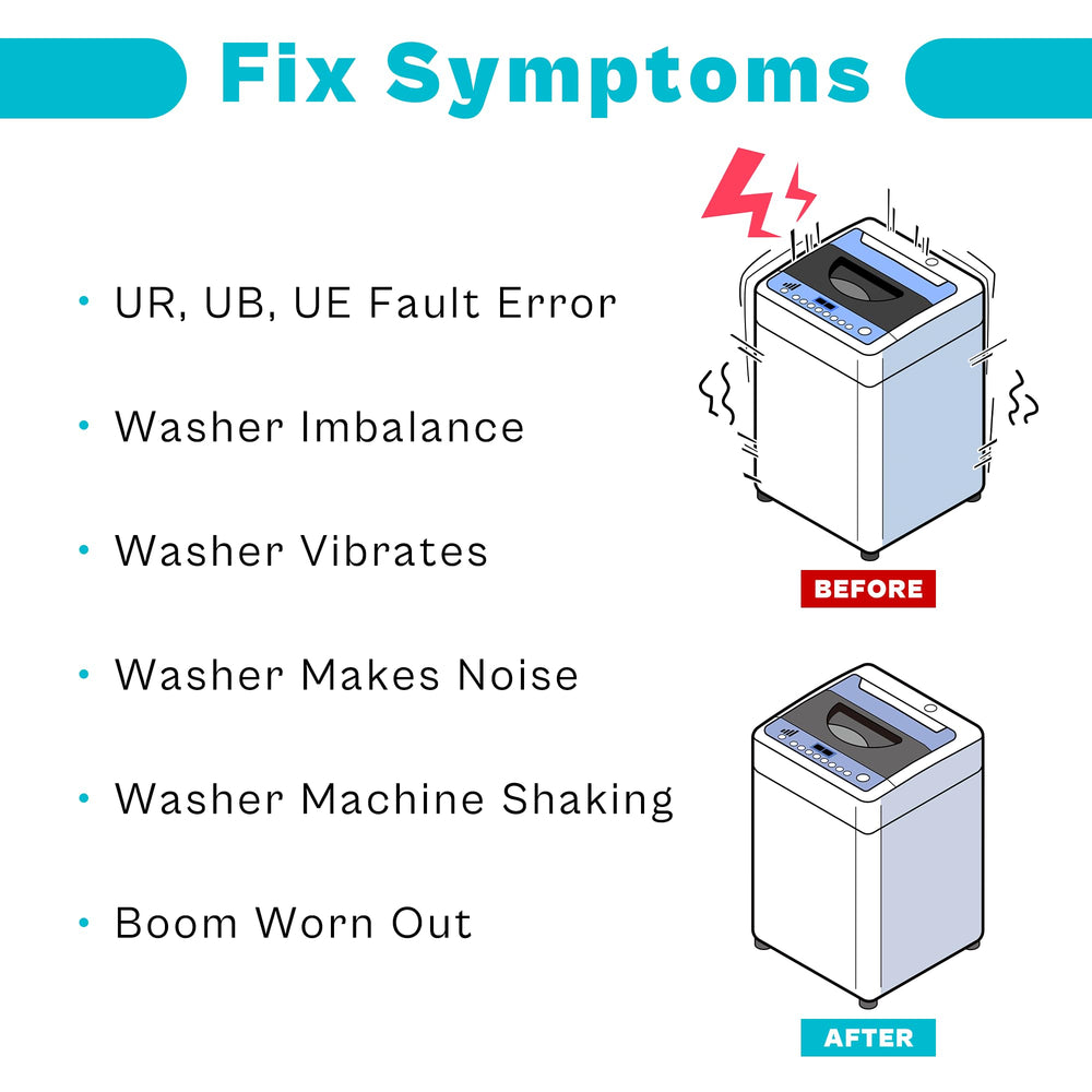 Vypart rods installed inside Samsung washer demonstrating restored drum stability and quieter spins