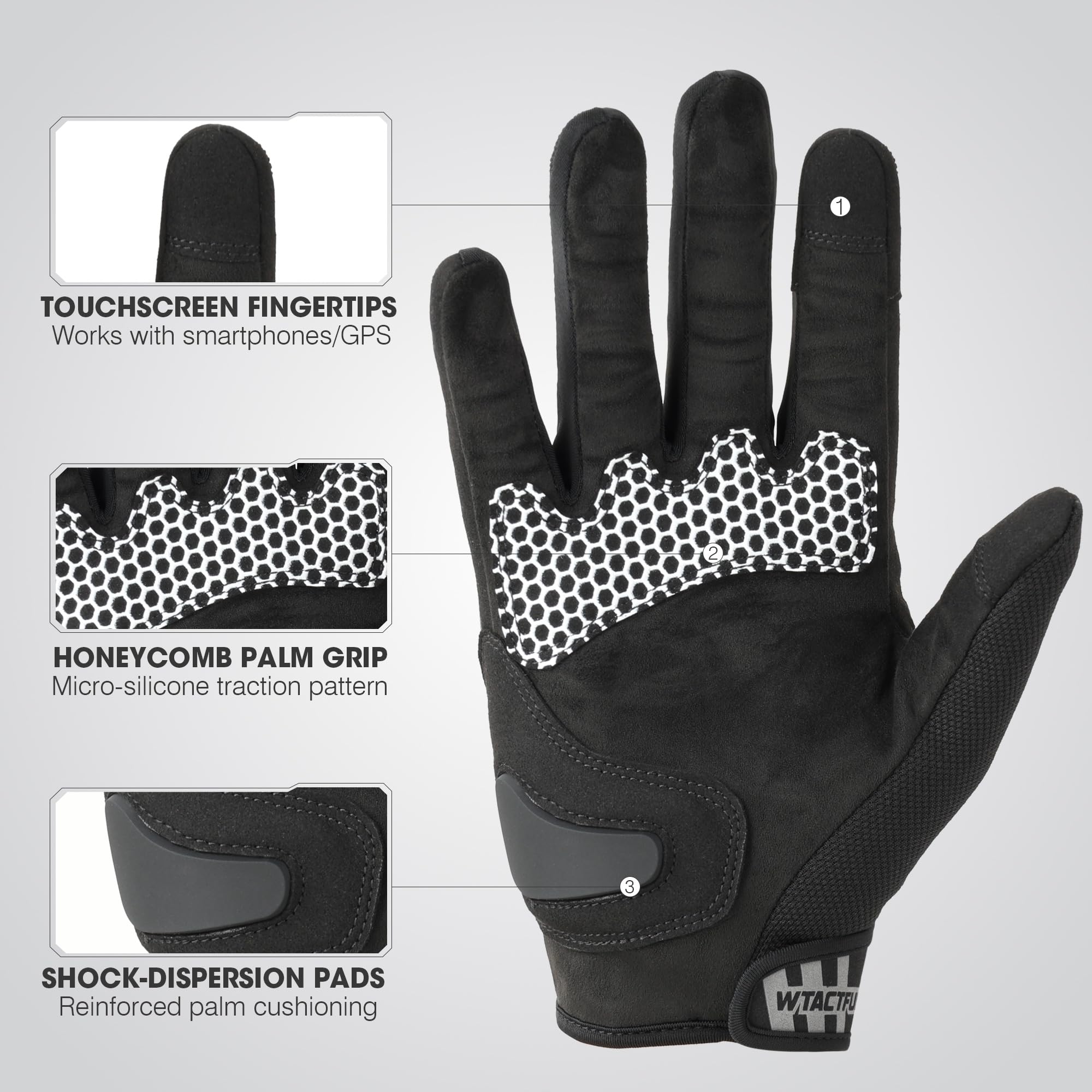 WTACTFUL palm detail with reinforced faux-suede for secure grip