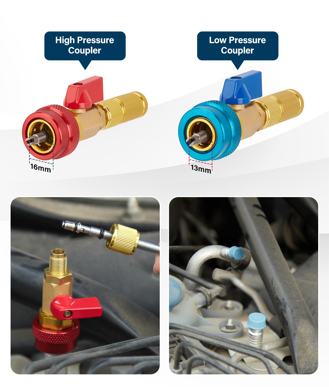 WADEO stainless-steel valve rod macro demonstrating strong grip and reduced refrigerant loss