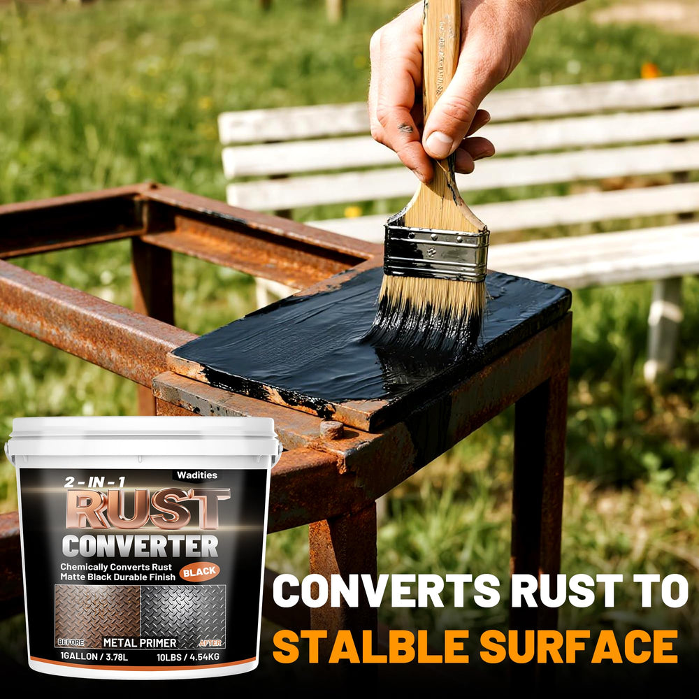 Wadities being brushed onto rusted metal showing quick conversion benefit