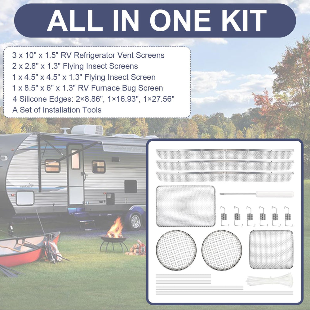 Wadoy vent screens on an RV at campsite showing outdoor protection and peace of mind