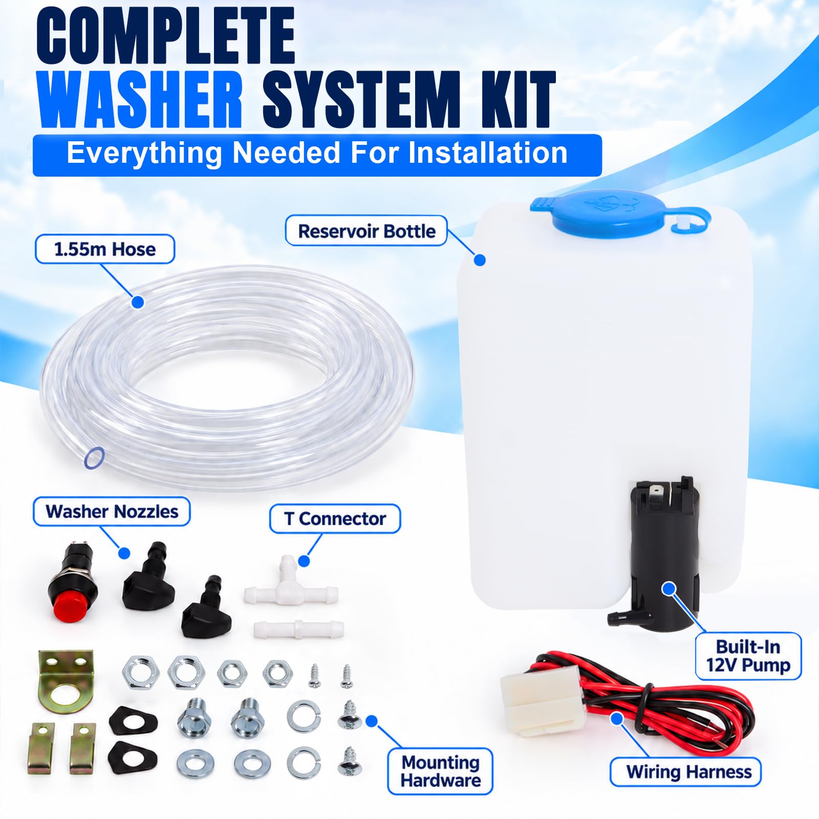 Wadoy installed on a vehicle windshield area showing functional washer restoration benefit