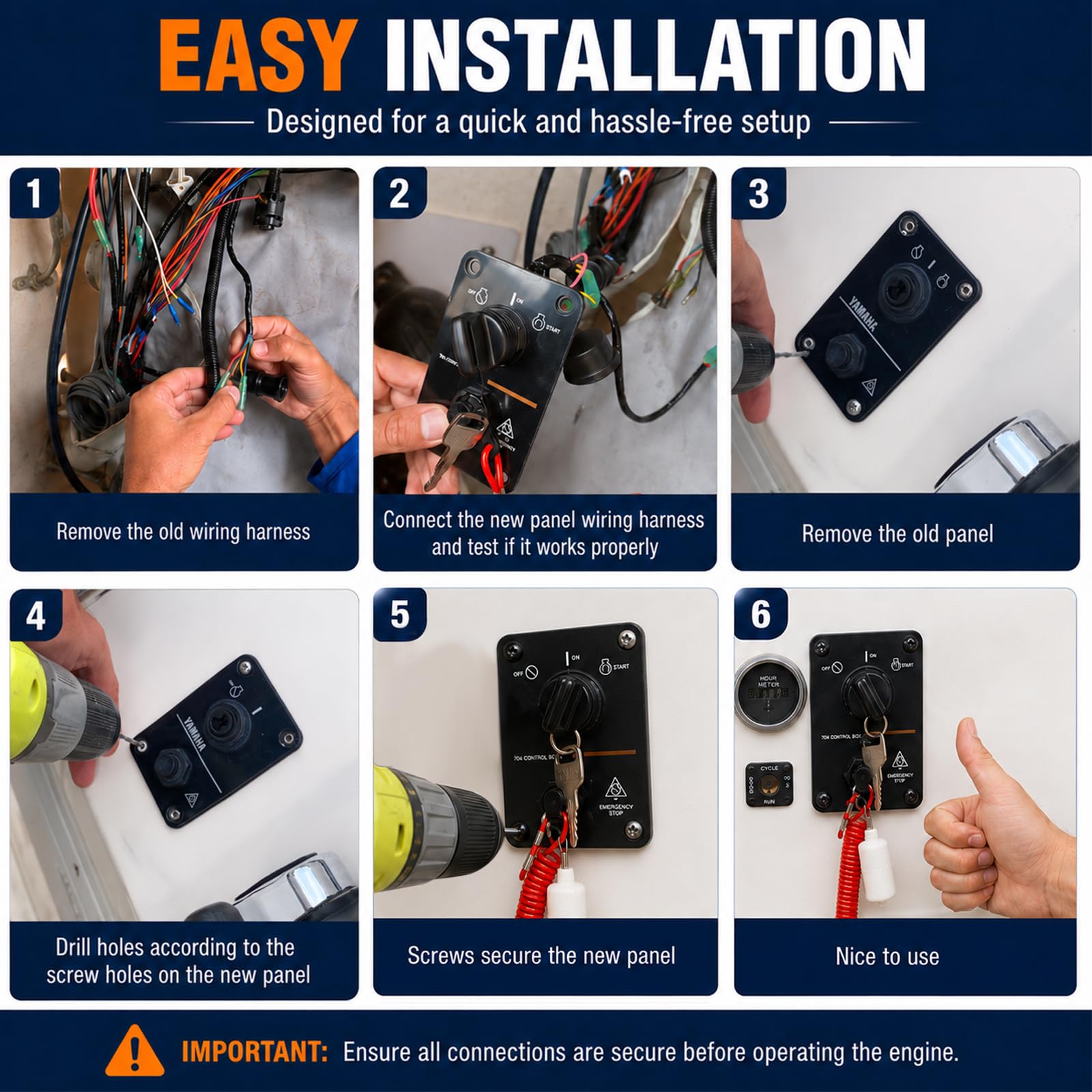 Wadoy mounting holes and included screws displayed for straightforward direct installation