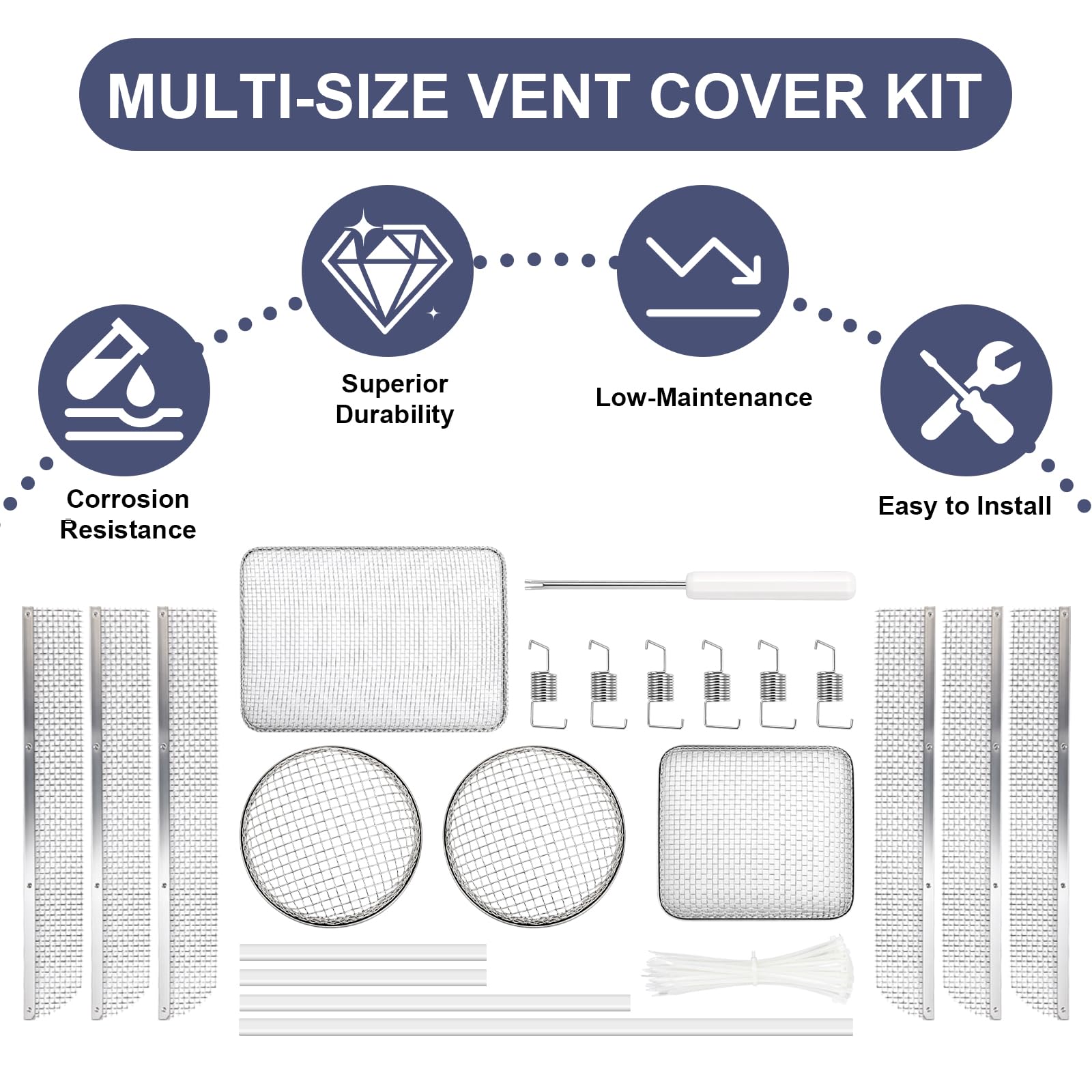Wadoy vent screens beside ruler showing sizes for correct fitting and easy measurement