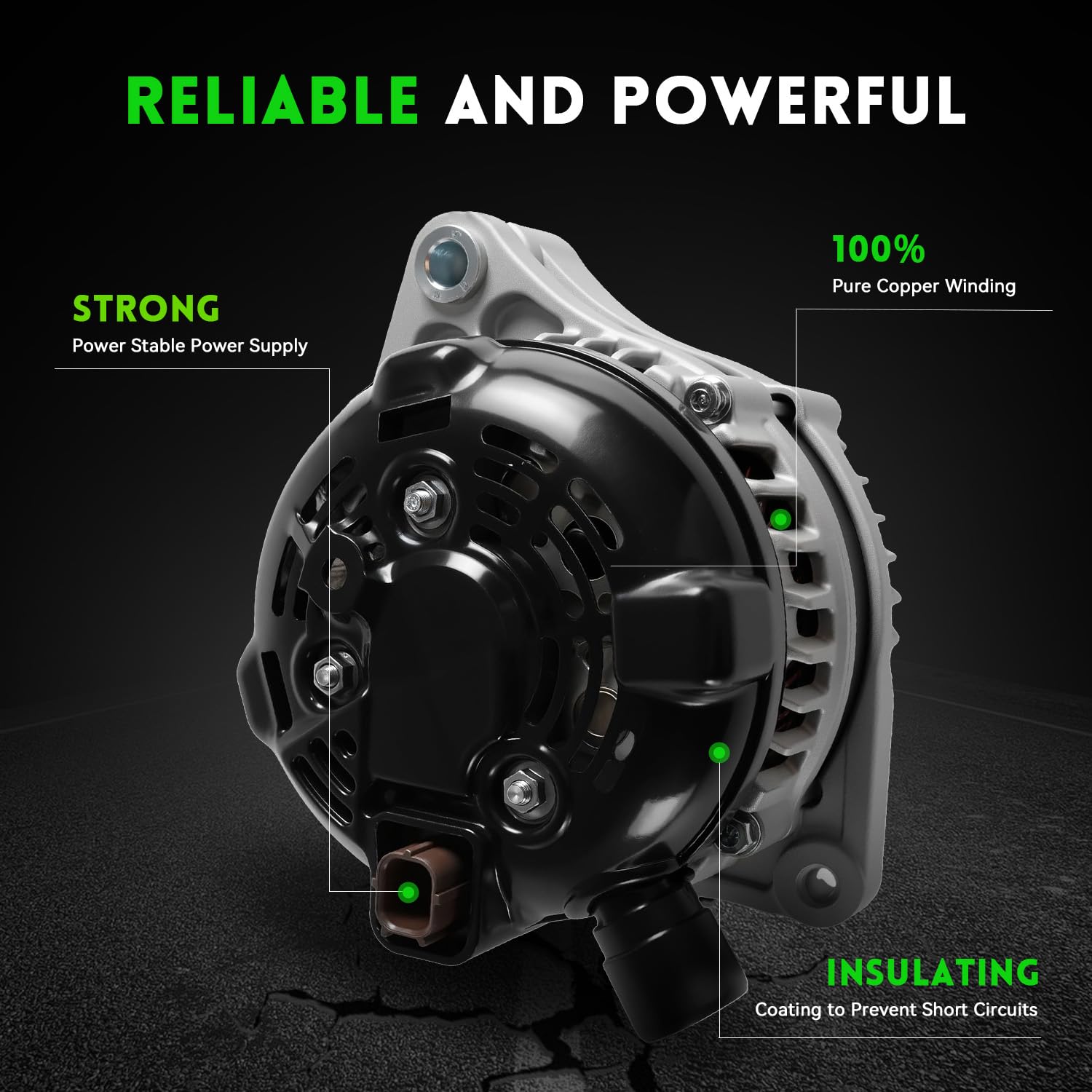 WAGSON alternator installed in engine bay demonstrating direct-fit replacement
