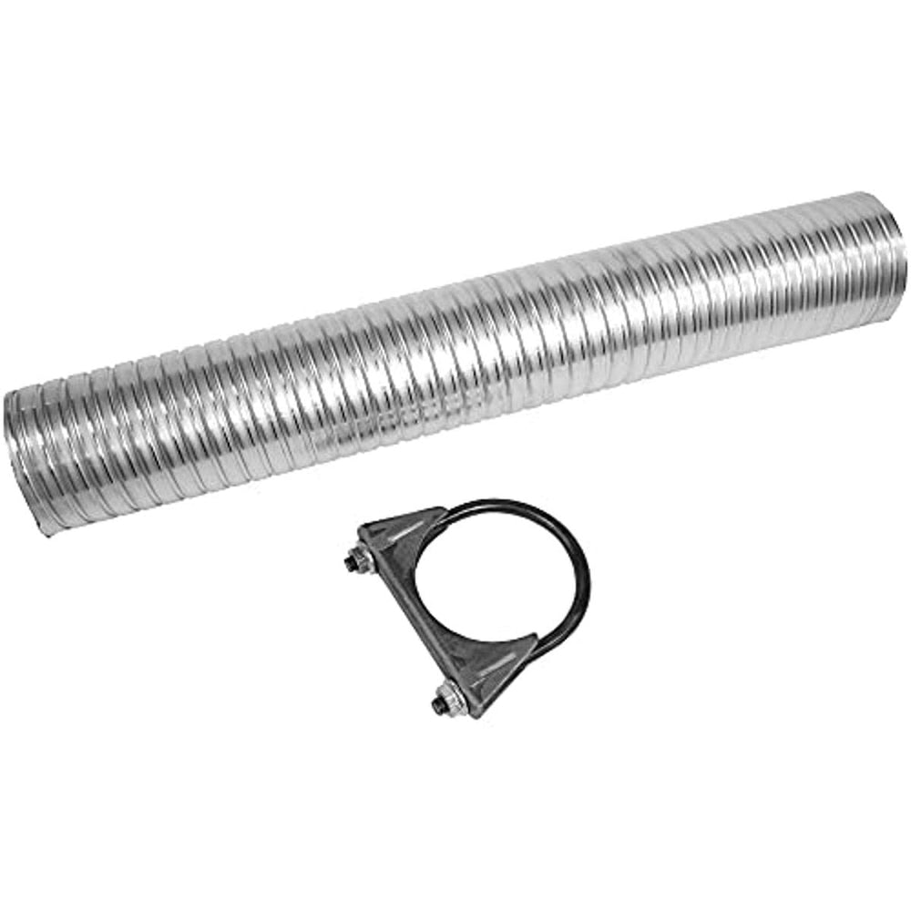 Walker 36326 front view showing aluminized flex pipe and included U-bolt clamp benefit durability