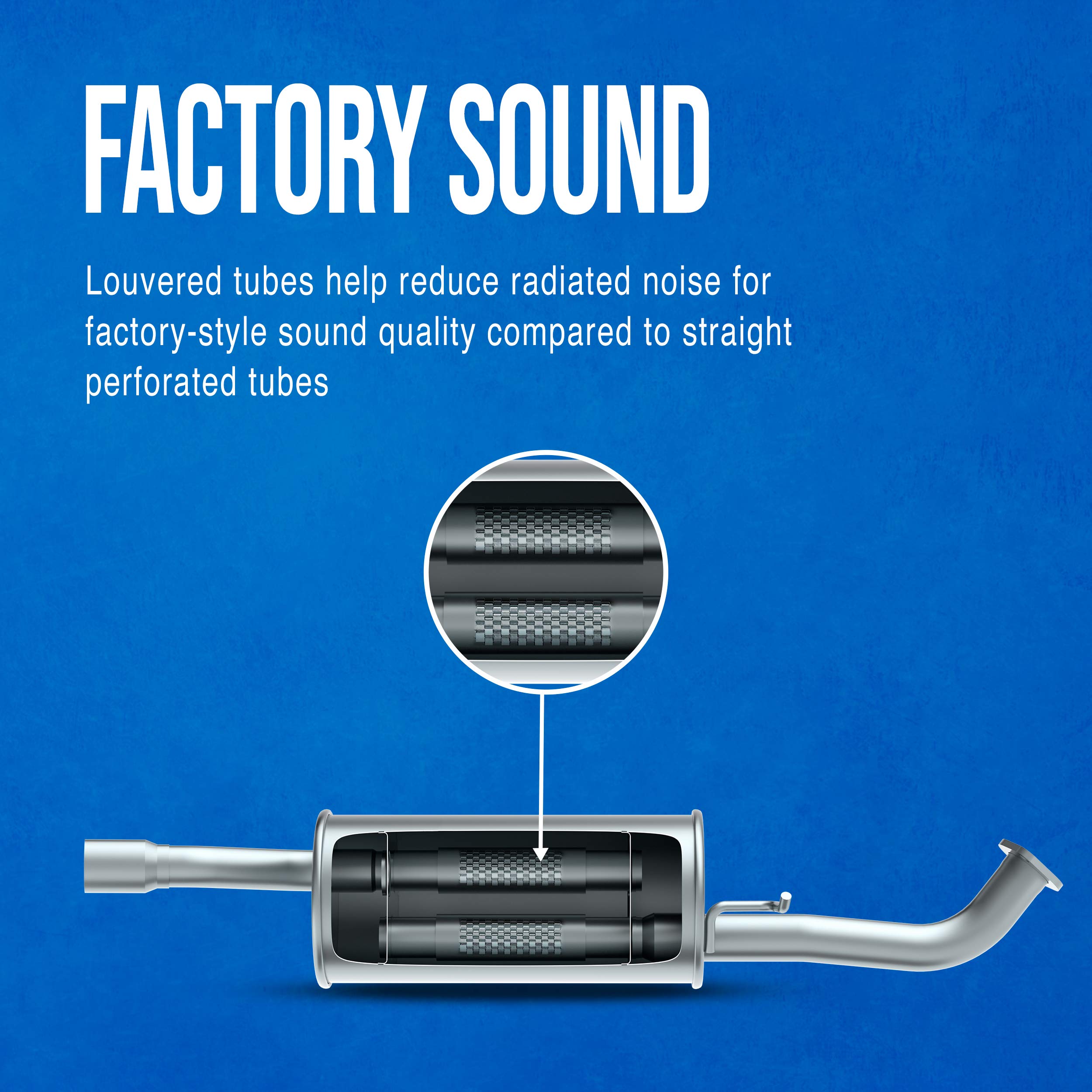Walker muffler installed under a vehicle demonstrating fit and quiet exhaust benefit