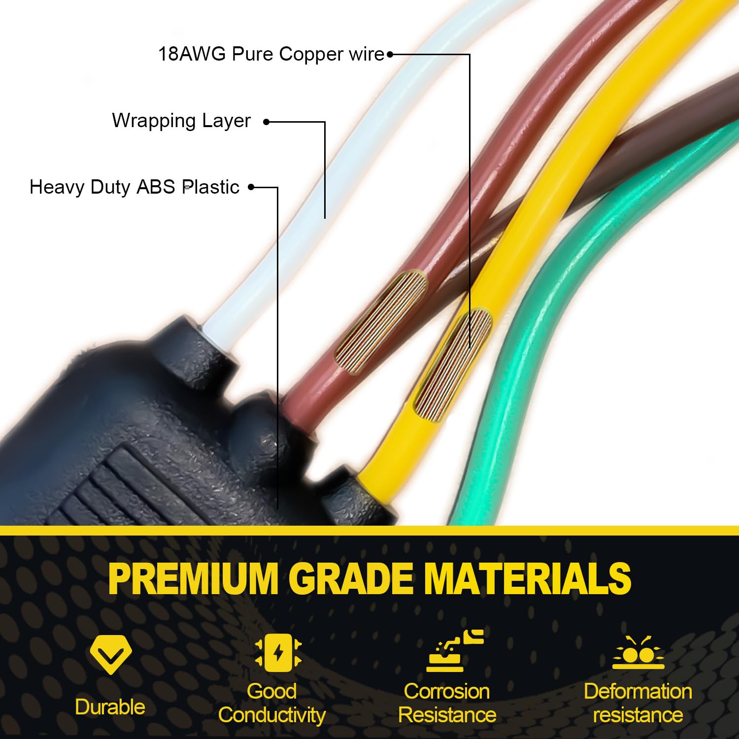 WALSIO 2.5ft ground wire close-up, correct chassis grounding convenience