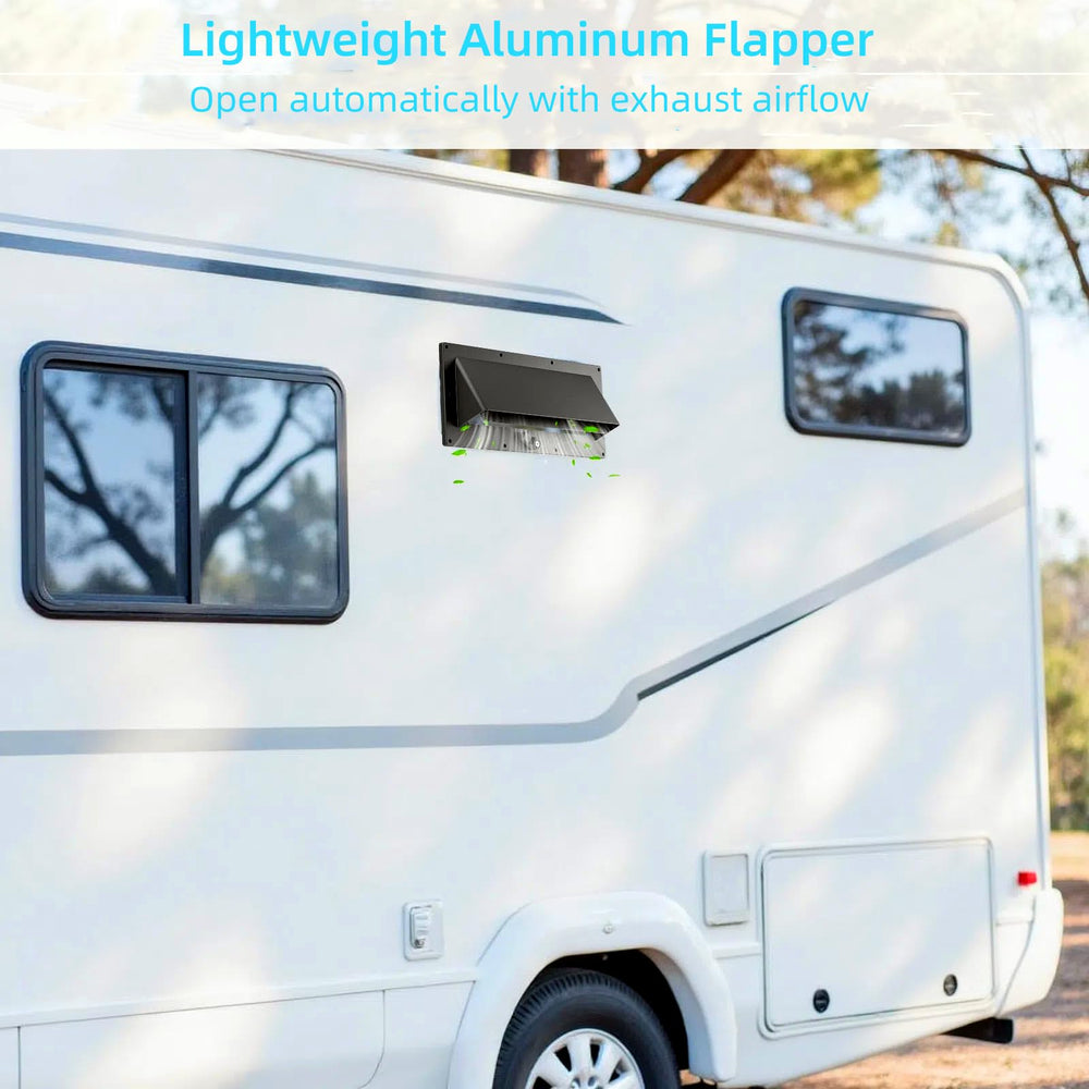 WanDwel vent cover mounted on RV exterior for durable weather protection