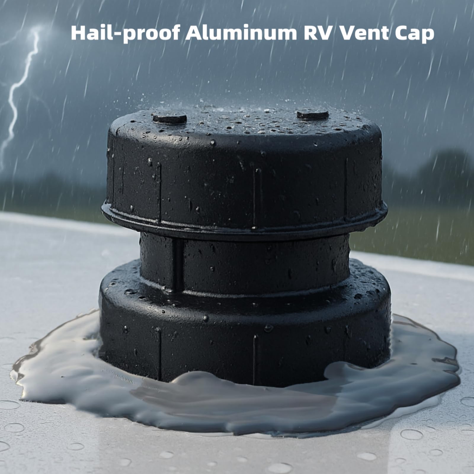 WanDwel vent cap installed on RV roof illustrating improved protection while traveling
