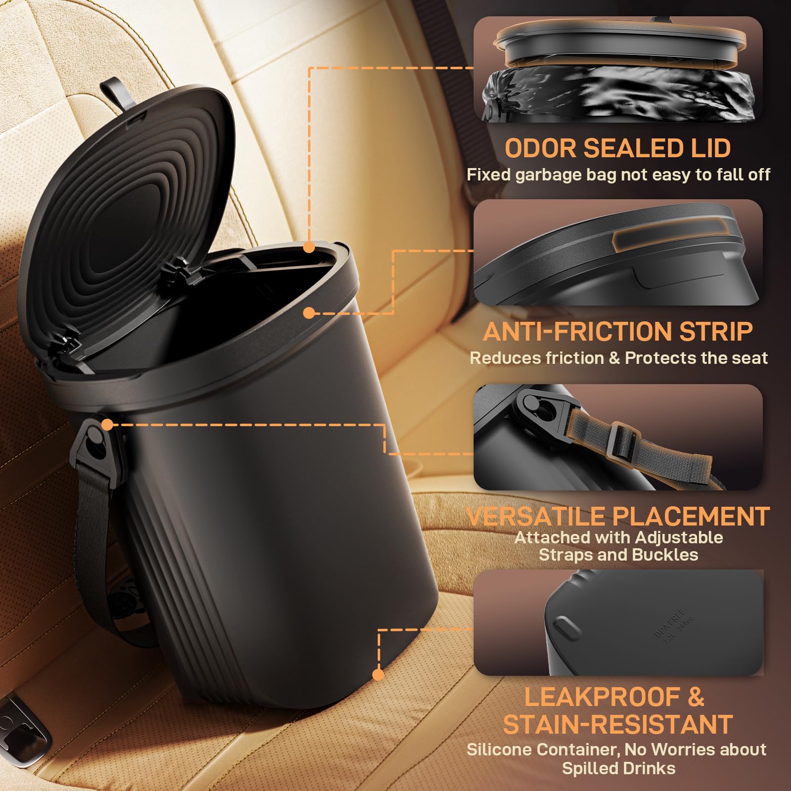 Waretary top lid detail displaying pull-tab and flip-opening, enables quick disposal
