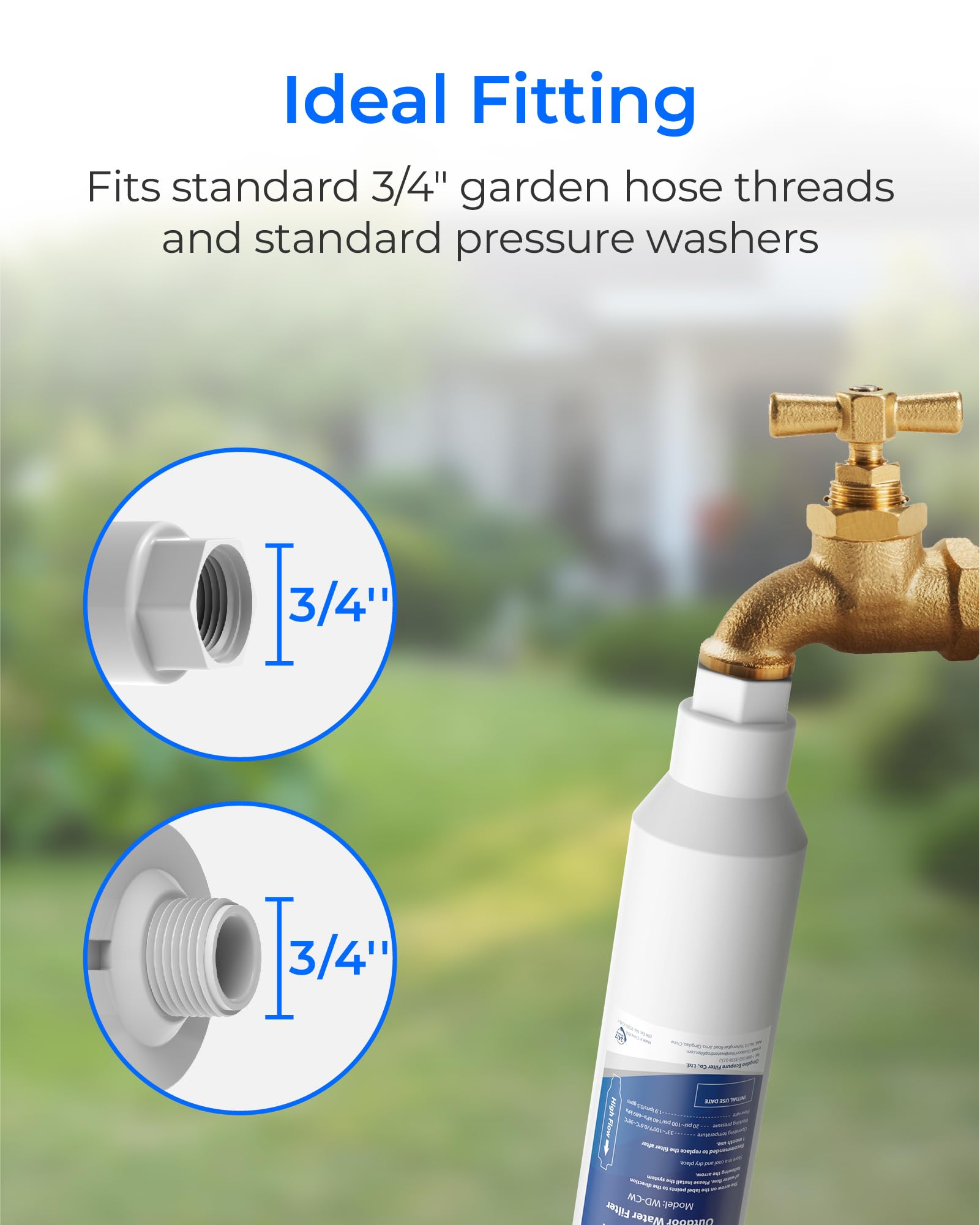Waterdrop beside a hand for size comparison showing portable, lightweight benefit