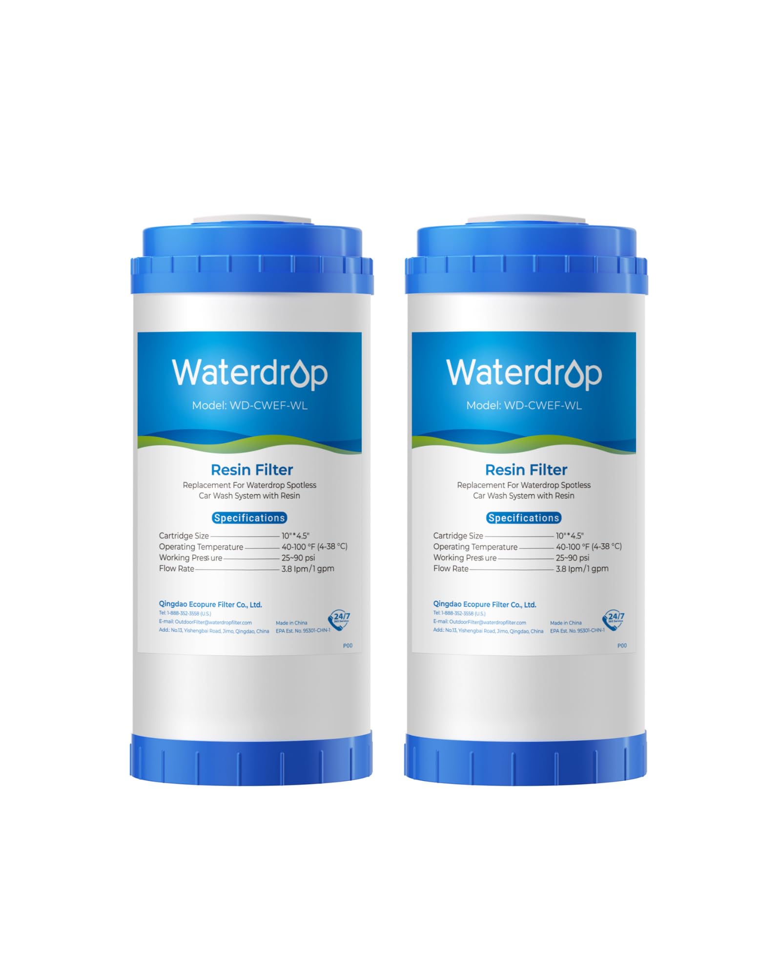 Waterdrop front view of CWE filter housing showing compact, space-saving design