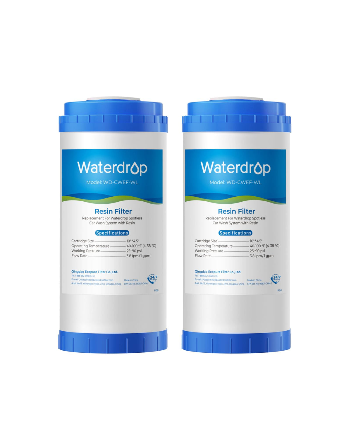 Waterdrop front view of CWE filter housing showing compact, space-saving design